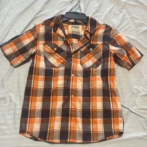 Urban Pipeline Plaid Shirt in Orange and Brown